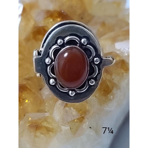 New*Vintage Carnelian Poison Silver Ring - Picture 1 of 6